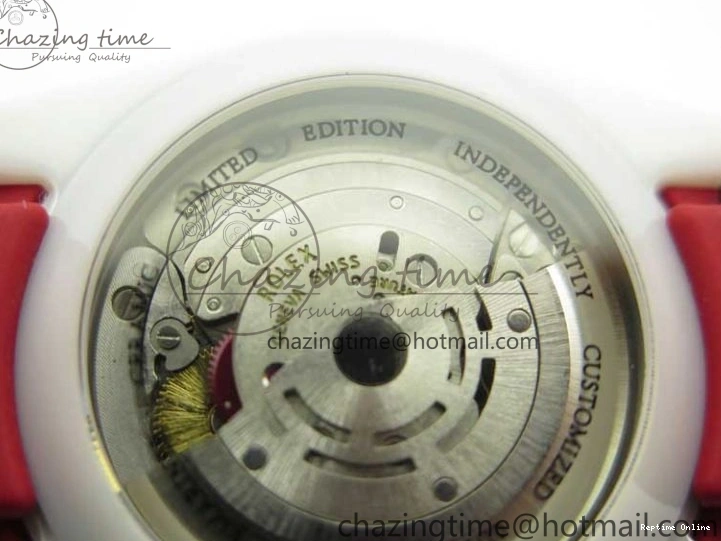 0123 WrinkleFree Submariner 40mm White Ceramic 5GF Best Edition White Red Dial on Red Rubber Strap SA 2485